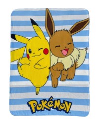 Pokemon Striped Fleece Blanket 140cm x 100cm