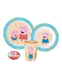 PEPPA PIG PLASTIC DINNER SET PLATE DISH & CUP 3 PIECES