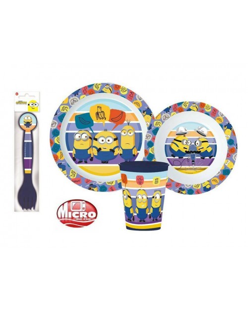 MINIONS KIDS CHILDRENS 5 PC DINNER DINING BREAKFAST SET PLATE BOWL CUP SPOON