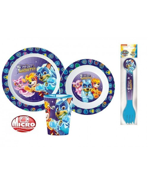 PAW PATROL MIGHTY PUPS 5 PIECE DINNER BREAKFAST SET (CUP)