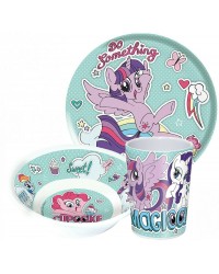 MY LITTLE PONY KIDS CHILDRENS 3 PC DINNER DINING BREAKFAST SET PLATE BOWL CUP