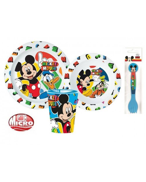 MICKEY MOUSE CHILDRENS TODDLERS  5 PC DINNER BREAKFAST SET PLATE BOWL CUP NEW