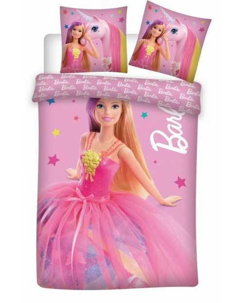 Barbie Toddler Bedding Pink Reversible Cover & Pillow Duvet cover Bed set 
