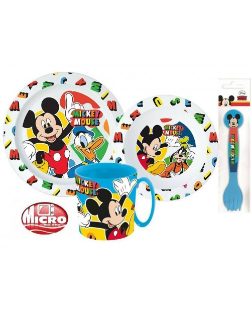 MICKEY MOUSE CHILDRENS TODDLERS  5 PC DINNER BREAKFAST SET PLATE BOWL MUG NEW