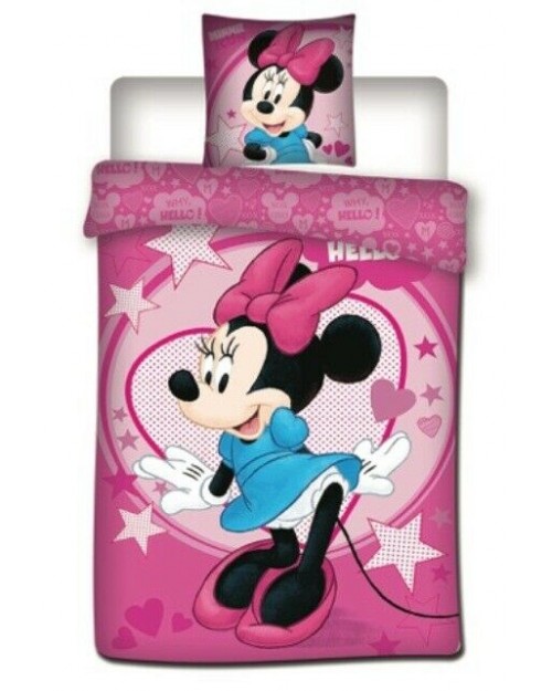 Minnie Mouse Bright Pink Bedding Single Reversible Cover & Pillow Duvet cover 